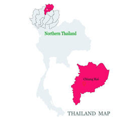 Maps of Thailand with blue maps pin on Chiang Rai Province