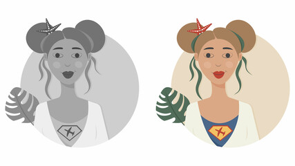 Girl super travel agent. Vector image for tourism theme