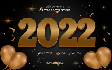 2022 Happy new year text effect design.