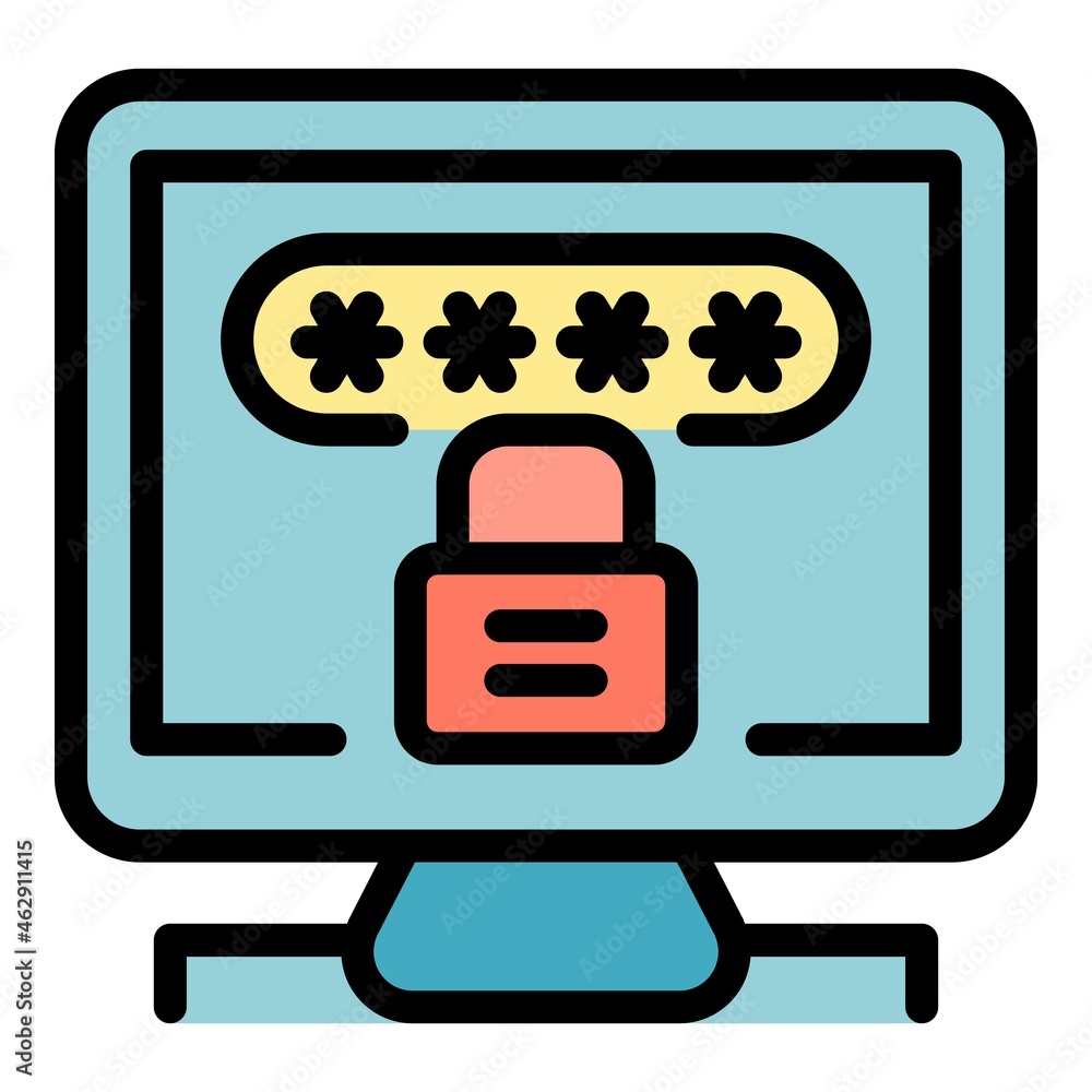 Poster active password icon. outline active password vector icon color flat isolated