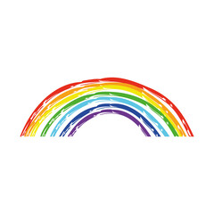 Rainbow vector with an individual brush. LGBT.  Autism Day. April 2. Creativity and the inner world of the child concept.
