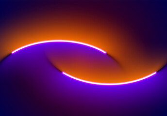 Neon illumination background in Halloween style. Abstract 80s or synthwave backdrop with orange and purple lamp on the wallpaper