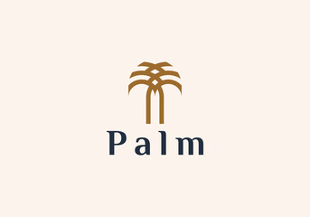 dates palm tree logo line art vector illustration design, minimalist palm logo design

