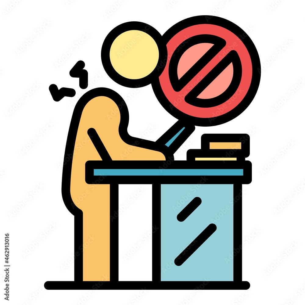 Poster wrong working position icon. outline wrong working position vector icon color flat isolated