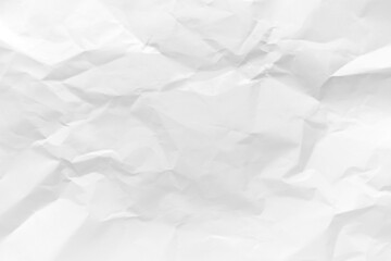 White crumpled paper texture background.