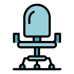 Ergonomic office chair icon. Outline ergonomic office chair vector icon color flat isolated