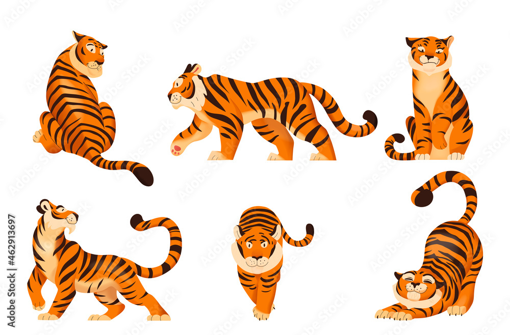 Wall mural Tigers Flat Set