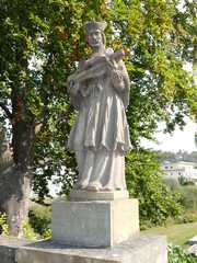 Statue of St. Nepomuk in front of the Ruhr Bridge in Meschede, North Rhine-Westphalia, Germany