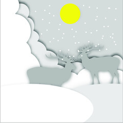 Fototapeta na wymiar winter landscape with moon and snow