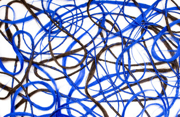 Dreadlocks close-up. Braided by a master hairdresser in the salon, hair braided in dreadlocks. African braids on a white background.