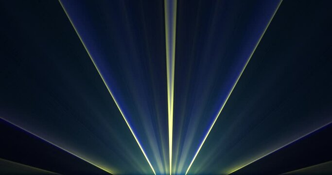 From the lower center point of the frame, glowing rays of blue hues fan out. Abstract motion graphics. Fractal animation. A beautiful decoration. Endless cycle