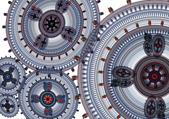 Fototapeta na wymiar Cogwheel fractal background, mechanical and steampunk design