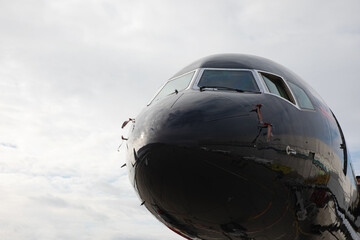 Fototapeta na wymiar Front section of black business jet
