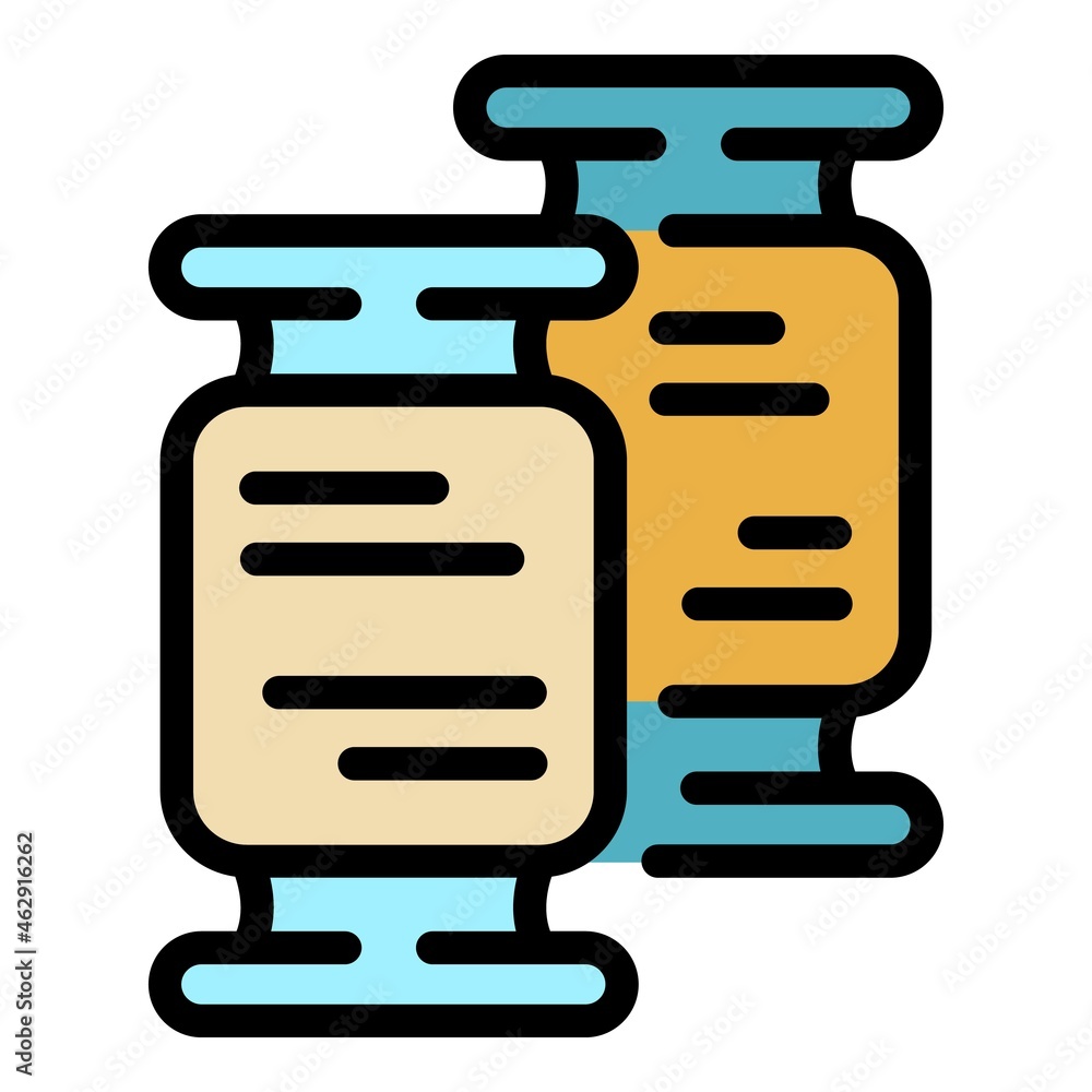 Poster spools thread icon. outline spools thread vector icon color flat isolated