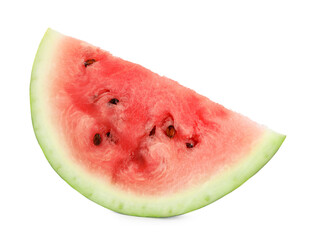 Slice of delicious ripe watermelon isolated on white