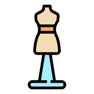 Sew mannequin icon. Outline sew mannequin vector icon color flat isolated