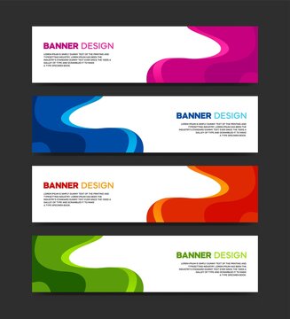 Vector Abstract design banner web template. Abstract header blue, green, orange, pink shape vector design.