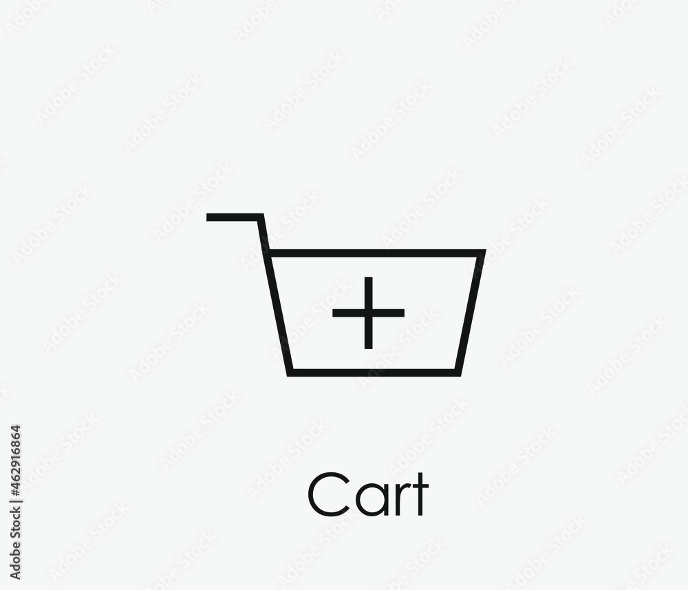 Poster shopping cart vector icon. editable stroke. symbol in line art style for design, presentation, websi
