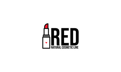 Red lipstick make up logo design template