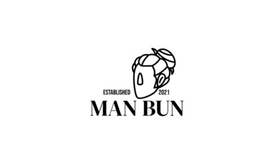 barbershop logo design of a man with hairstyle bun model