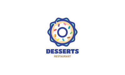 Doughnuts logo design template for fast food or breakfast cafe business brand identity