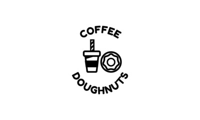 Doughnuts and coffee logo design template for fast food or breakfast cafe business brand identity
