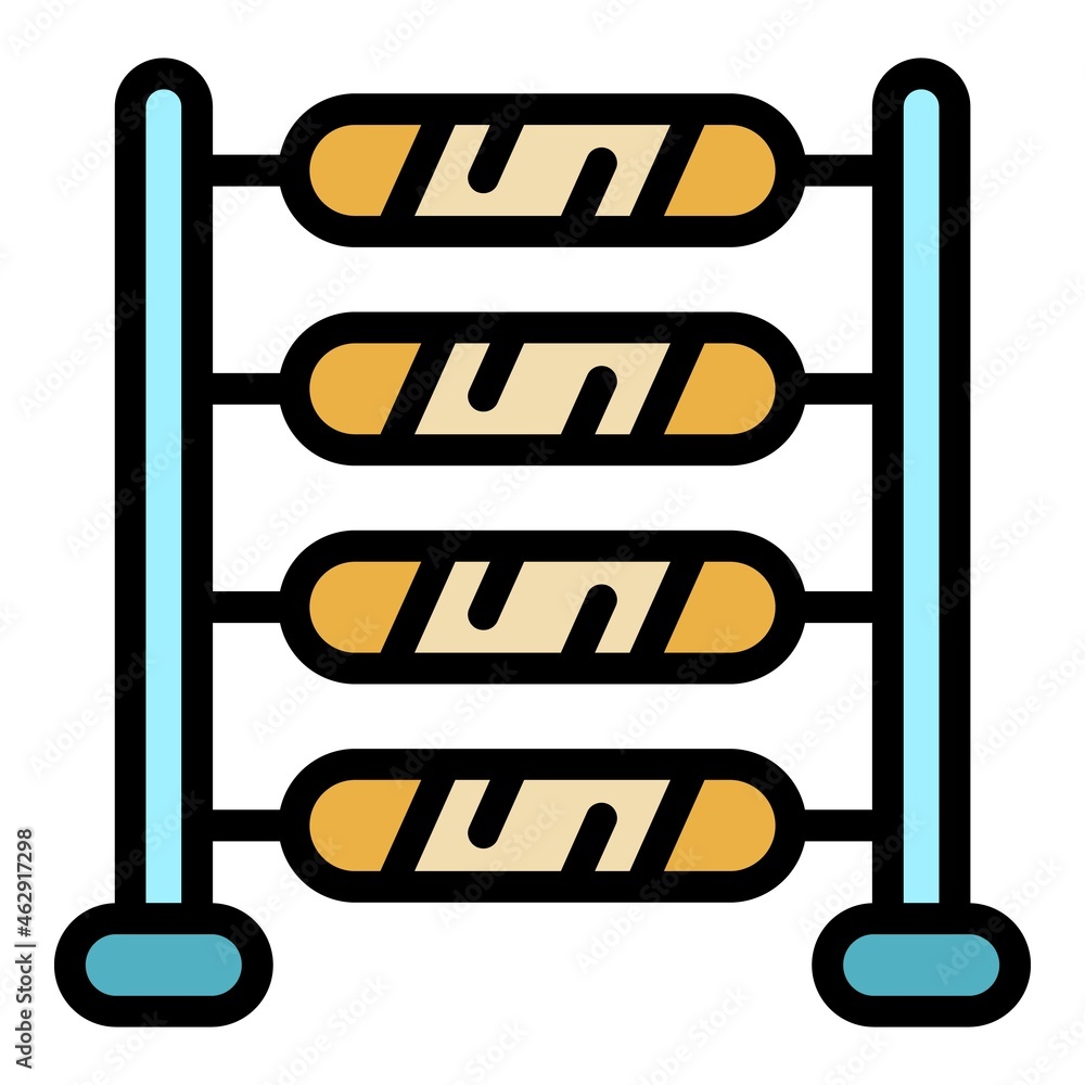 Poster loom machine icon. outline loom machine vector icon color flat isolated