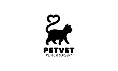 Pet veterinary clinic or pet shop logo design template on isolated white background