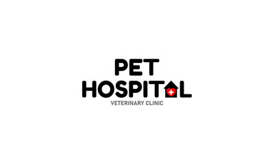 Pet hospital or veterinary clinic logo design in vector with isolated background