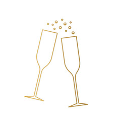 golden champagne glasses, cheers, New Year Eve- vector illustration © chrupka