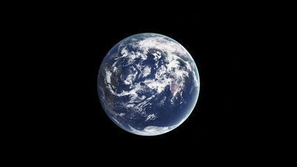 Concept 11-P1 Beautiful Scenery of Realistic Planet Earth from Space with Atmospheric Clouds. High detailed 3D rendering.