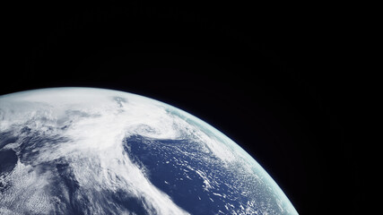 Concept 15-P1 Beautiful Scenery of Realistic Planet Earth from Space with Atmospheric Clouds. High detailed 3D rendering.