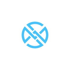 SW or WS initial letters looping linked ellipse logo