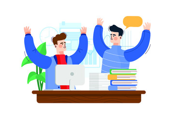 Happy businessman about the successful business deal in office