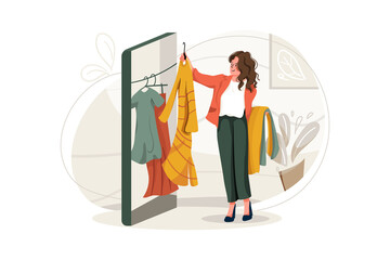 Women choosing clothes in the online shop