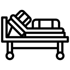 HOSPITAL BED line icon,linear,outline,graphic,illustration