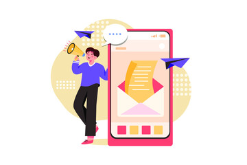 Email Marketing Illustration concept. Flat illustration isolated on white background.