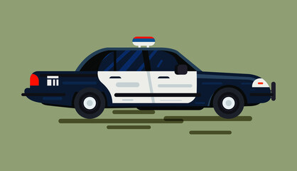 police car illustration, police car. Hand drawn vector illustration. isolated.