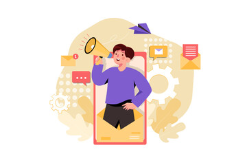 Email Marketing Illustration concept. Flat illustration isolated on white background.