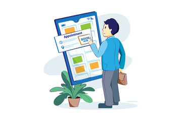 Man booking an online appointment Illustration concept