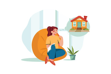 Young Women Thinking About Purchasing a House