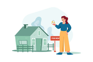Home for Rent Illustration concept. Flat illustration isolated on white background.