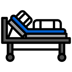 HOSPITAL BED filled outline icon,linear,outline,graphic,illustration