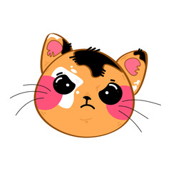 Cute funny kawaii sad little cat. Vector flat cartoon kawaii character illustration icon. Cartoon cute sad cat character icon concept