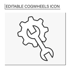  Setting line icon. Spanner for fixing errors. Configurations.Cogwheels concept. Isolated vector illustration. Editable stroke