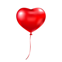 Obraz na płótnie Canvas Heart balloon. Red air baloon. Helium 3d love ballon. Valentine day background. Anniversary celebration party. Happy Birthday design element. Carnival holiday decoration. Vector illustration