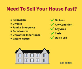Need to sell your house fast image on yellow background