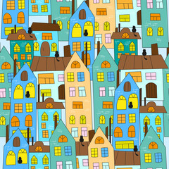 seamless pattern with houses