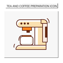  Coffee machine color icon. Small electrical machine for making fresh hot drinks. Tea and coffee preparation concept. Isolated vector illustration