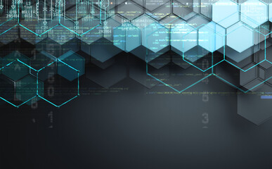 Fototapeta premium Fondo abstracto con hexágono. Ilustración 3d relacionada con la tecnología y la ciencia.